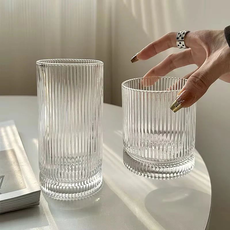 6pcs Classical Engraved Ribbed Crystal Glass Set – 450ml - Image 4