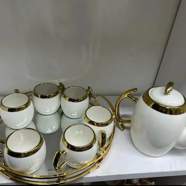 Classy tea sets with glass decor tray - Image 3