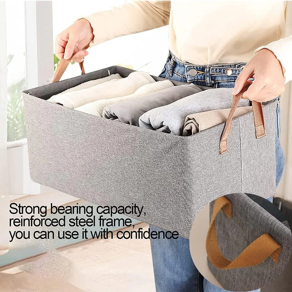 Multifunctional Closet Organizer Bins with Handles – Storage Boxes for Pants, Jeans, T-Shirts, Shirts, Underwear & Socks Stackable Wardrobe Drawer Organizers - Image 2