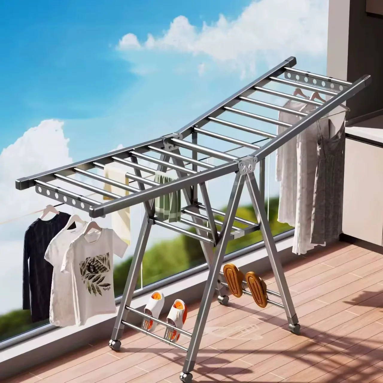 Foldable Clothes Drying Rack & Laundry Drying Rack for Indoor Outdoor Use, Cloth Drying Rack, Hanging Rack, Clothes Airer, Cloth Drying Stand, Laundry Rack - Image 3