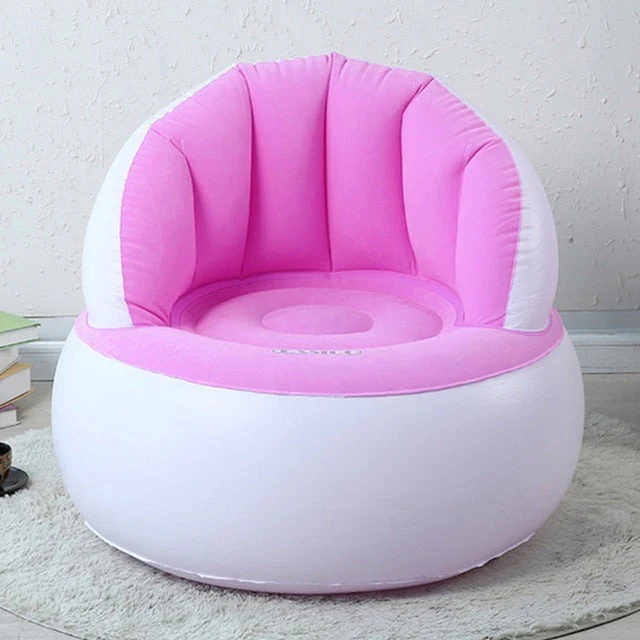 Comfortable Chair Pouf with Backrest,Inflatable Chair Sofa Cushion for Kids,Portable,Single Flocked Lightweight Camping Relaxing Seat - Image 3