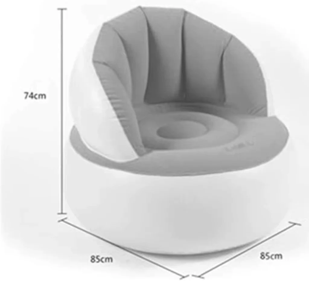 Comfortable Chair Pouf with Backrest,Inflatable Chair Sofa Cushion for Kids,Portable,Single Flocked Lightweight Camping Relaxing Seat - Image 4