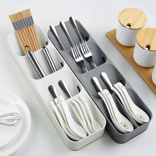 Compact Plastic Cutlery Holder, Utensil Caddy & Spoon Holder – Kitchen Counter Organiser - Image 2