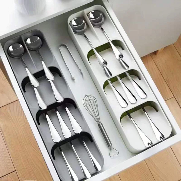Compact Plastic Cutlery Holder, Utensil Caddy & Spoon Holder – Kitchen Counter Organiser - Image 3