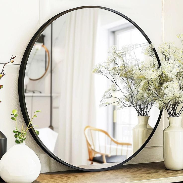 Contemporary Round Decor Mirror For Bathroom Vanity Entryway Mirror Living room - Image 3