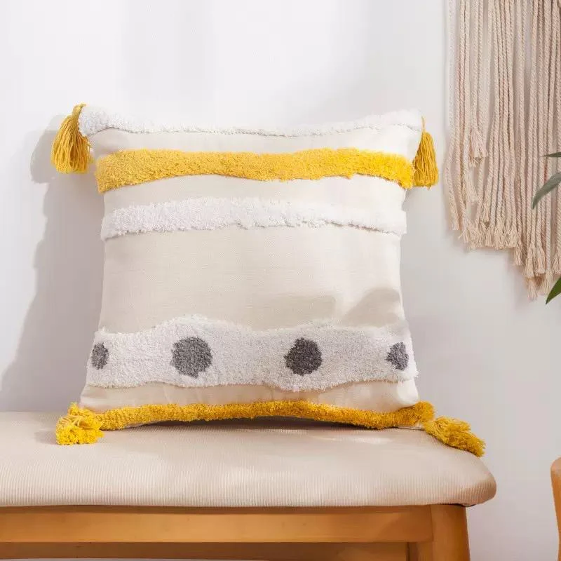 Boho Cotton Woven Pillowcases 45x45cm | Tufted Tassel Cushion Cover for Sofa Decor - Image 17