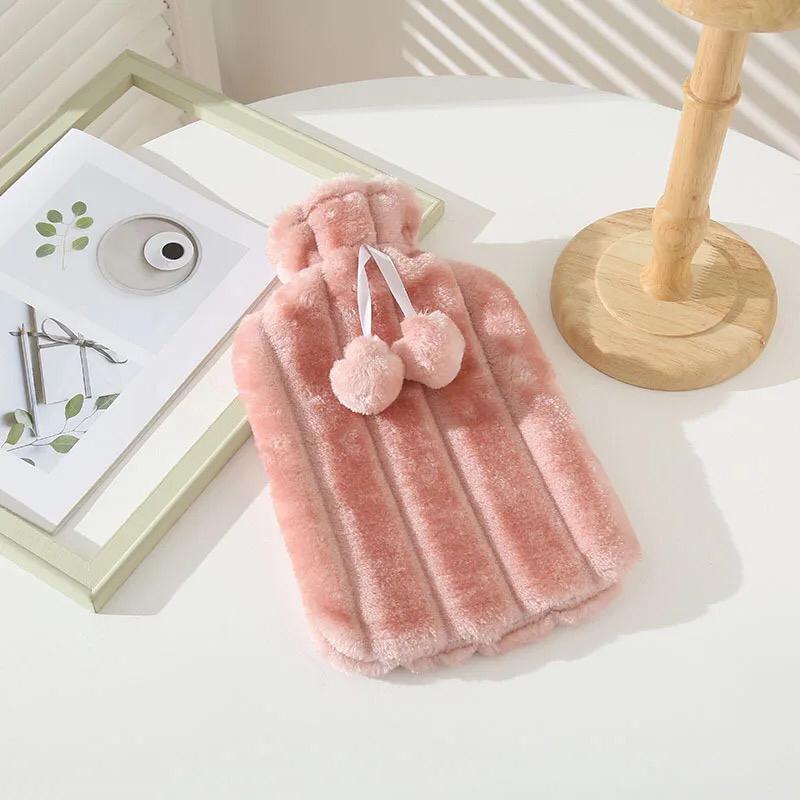 Cosy Faux Fur Pom Pom Hot Water Bottle - 2 Litre - Image 10