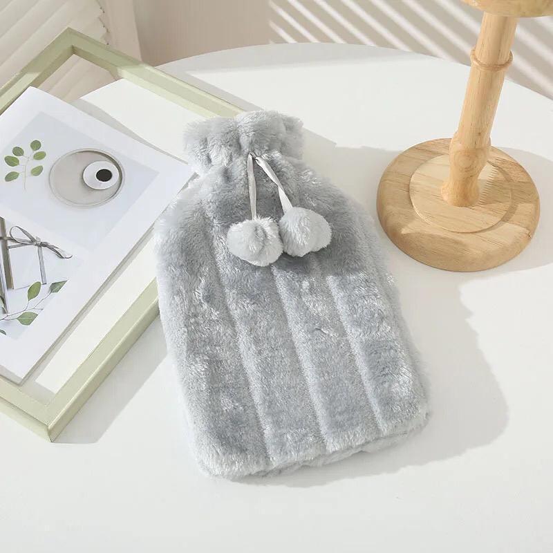 Cosy Faux Fur Pom Pom Hot Water Bottle - 2 Litre - Image 9