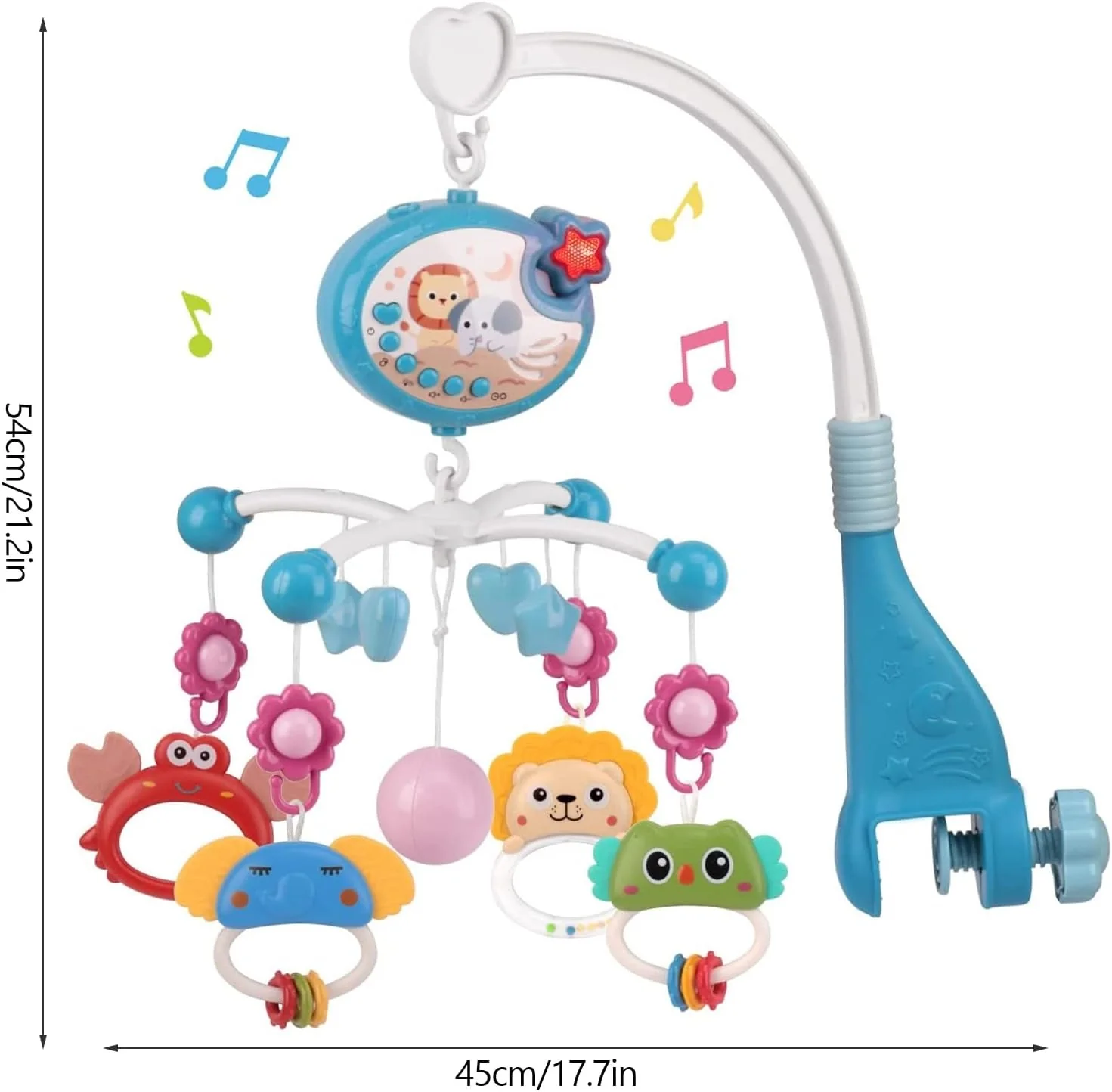 Cot Mobile for Babies, Baby Mobile for Crib, Hanging Projection Mobile with Music Box, Timing Function, Musical Mobile for Baby, Gifts for 0-12 Months Newborn (Blue) - Image 2