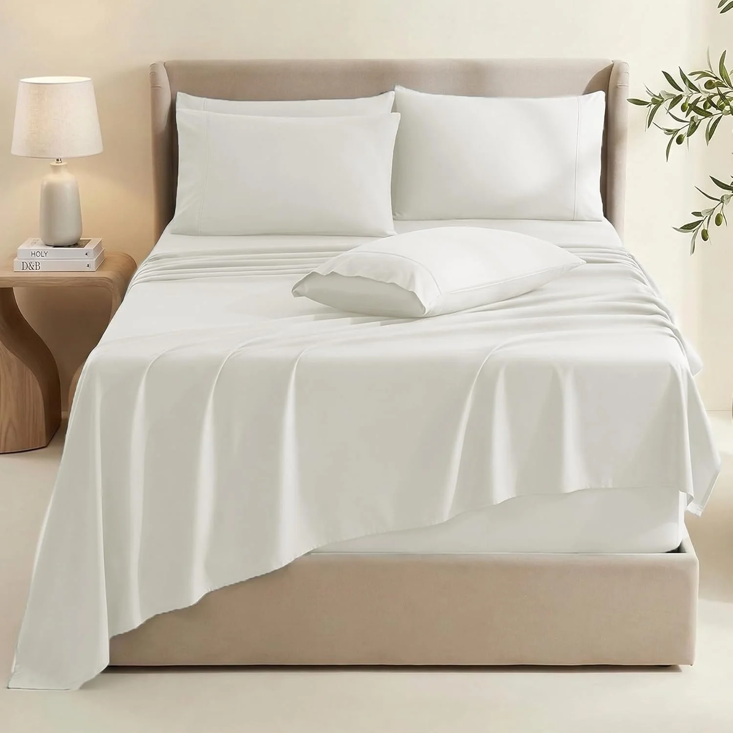 Cotton Bed Sheet Set – 4 Piece Deep Pocket Fitted & Flat BedSheet - Image 4