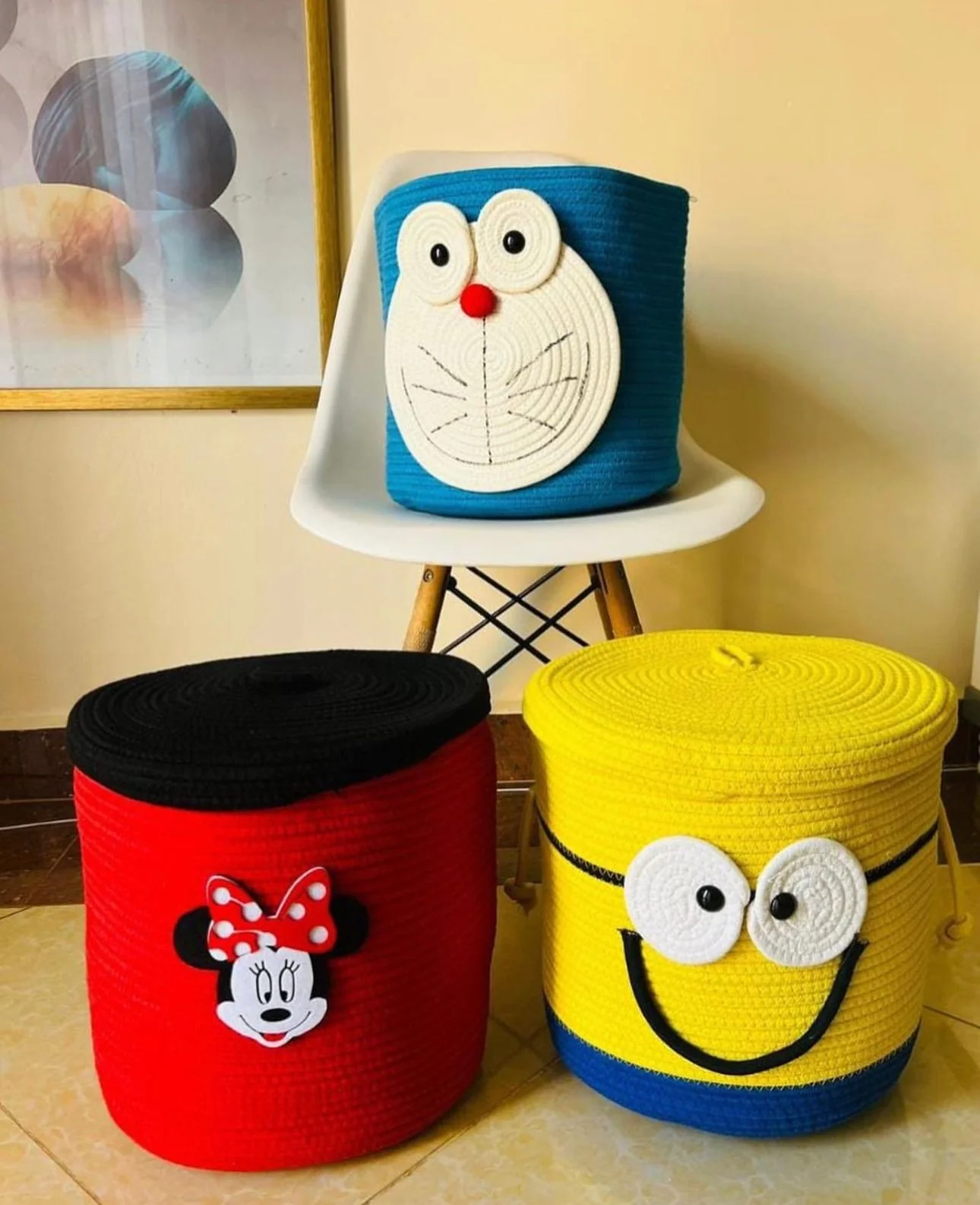 Cotton Rope Basket with Cute Cartoon Design - Image 3