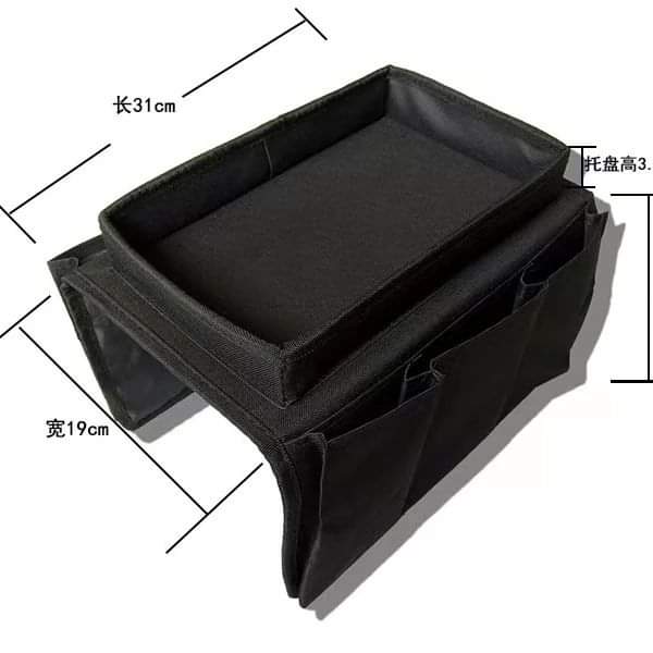 Couch arm rest organizer with top tray and pockets - Image 5