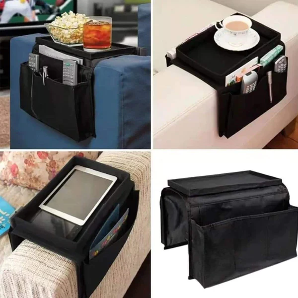 Couch arm rest organizer with top tray and pockets - Image 8