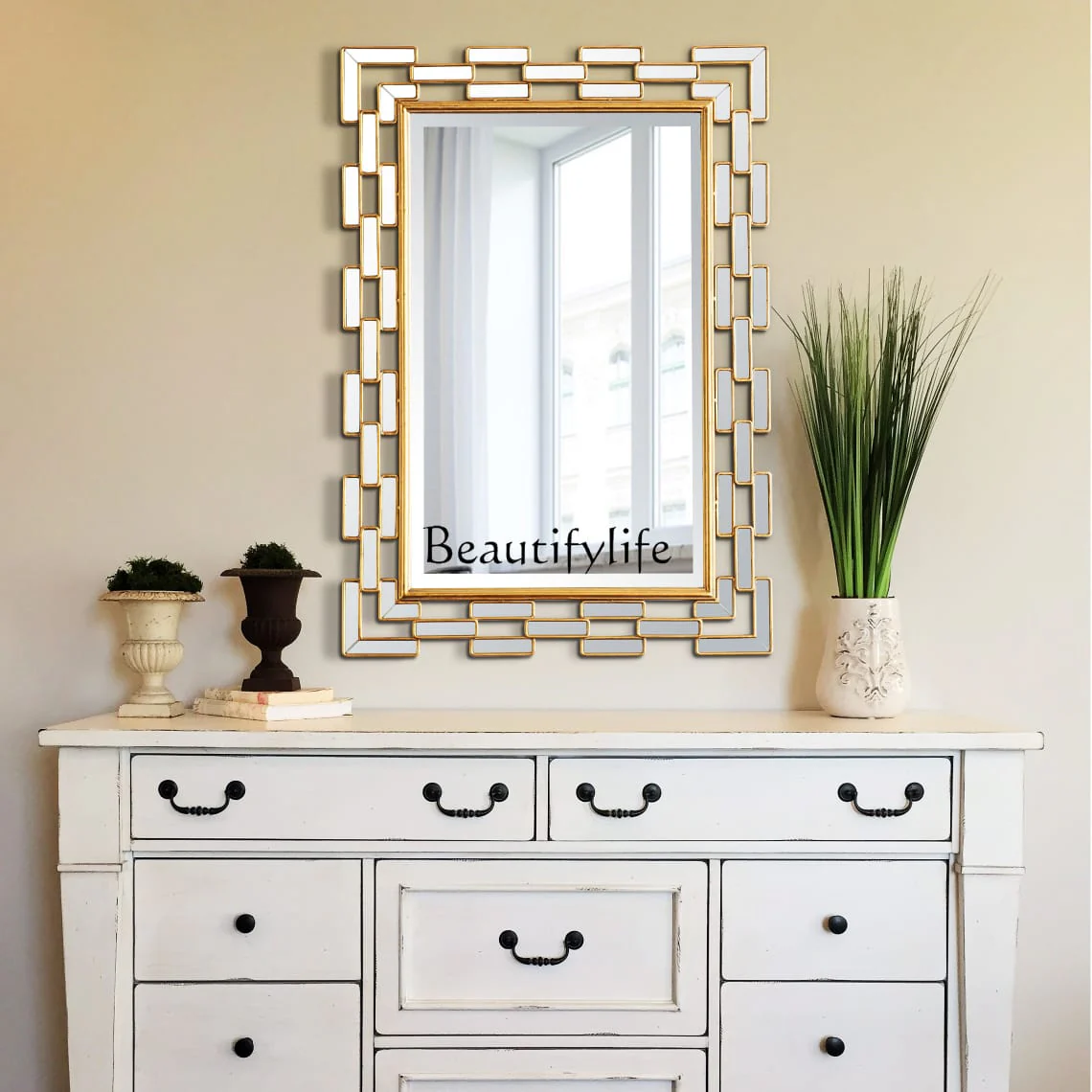 Creative Decorative Wall Mirror – Gold (74x57cm) - Image 3