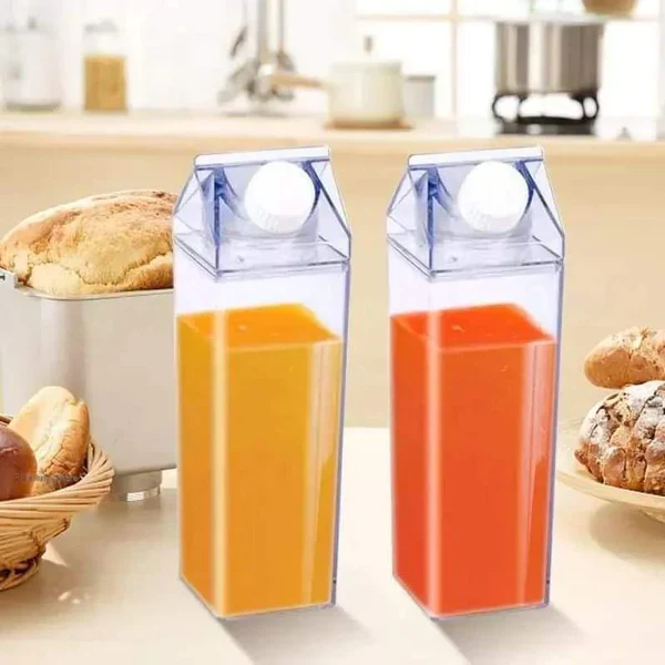 750ml Creative Transparent Milk & Water Bottle – Clear Reusable Fridge Drink Bottle - Image 2