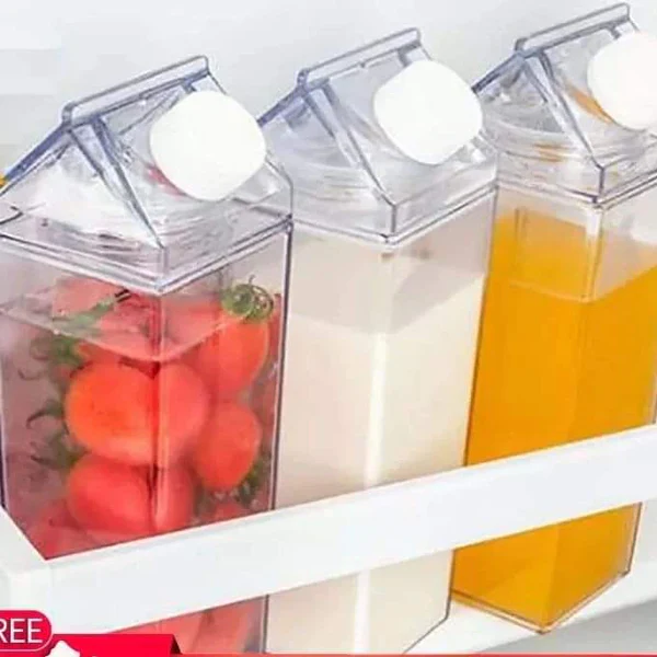 750ml Creative Transparent Milk & Water Bottle – Clear Reusable Fridge Drink Bottle - Image 3