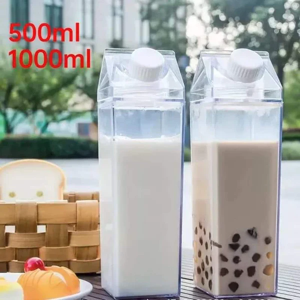 750ml Creative Transparent Milk & Water Bottle – Clear Reusable Fridge Drink Bottle - Image 4