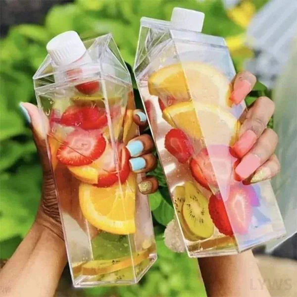 750ml Creative Transparent Milk & Water Bottle – Clear Reusable Fridge Drink Bottle - Image 5
