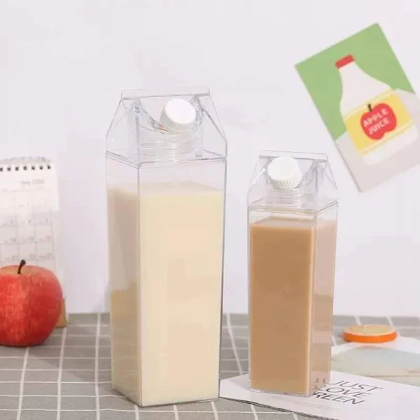 750ml Creative Transparent Milk & Water Bottle – Clear Reusable Fridge Drink Bottle - Image 8