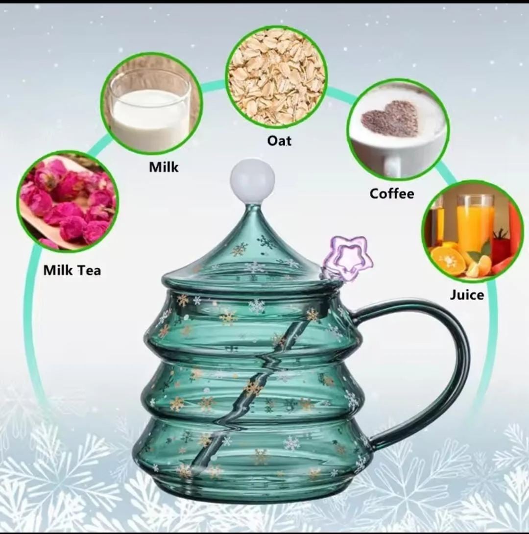 Cute Borosilicate Glass Christmas Tree Shaped Cup set + Gift Box - Image 10
