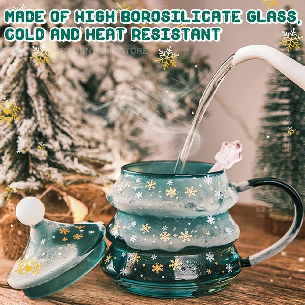 Cute Borosilicate Glass Christmas Tree Shaped Cup set + Gift Box - Image 3