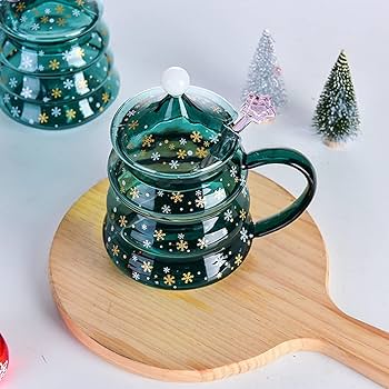 Cute Borosilicate Glass Christmas Tree Shaped Cup set + Gift Box - Image 5