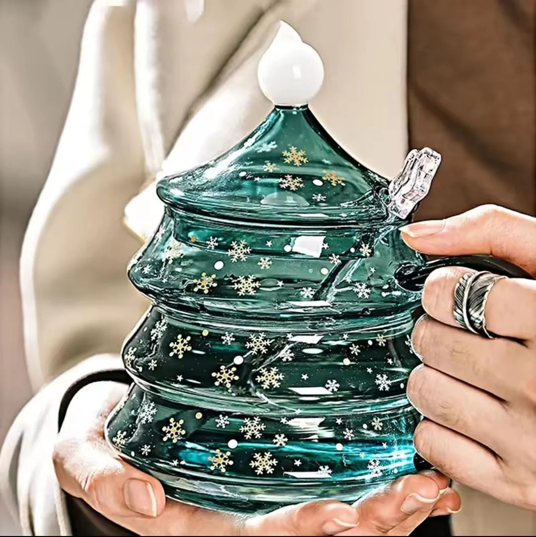 Cute Borosilicate Glass Christmas Tree Shaped Cup set + Gift Box - Image 6