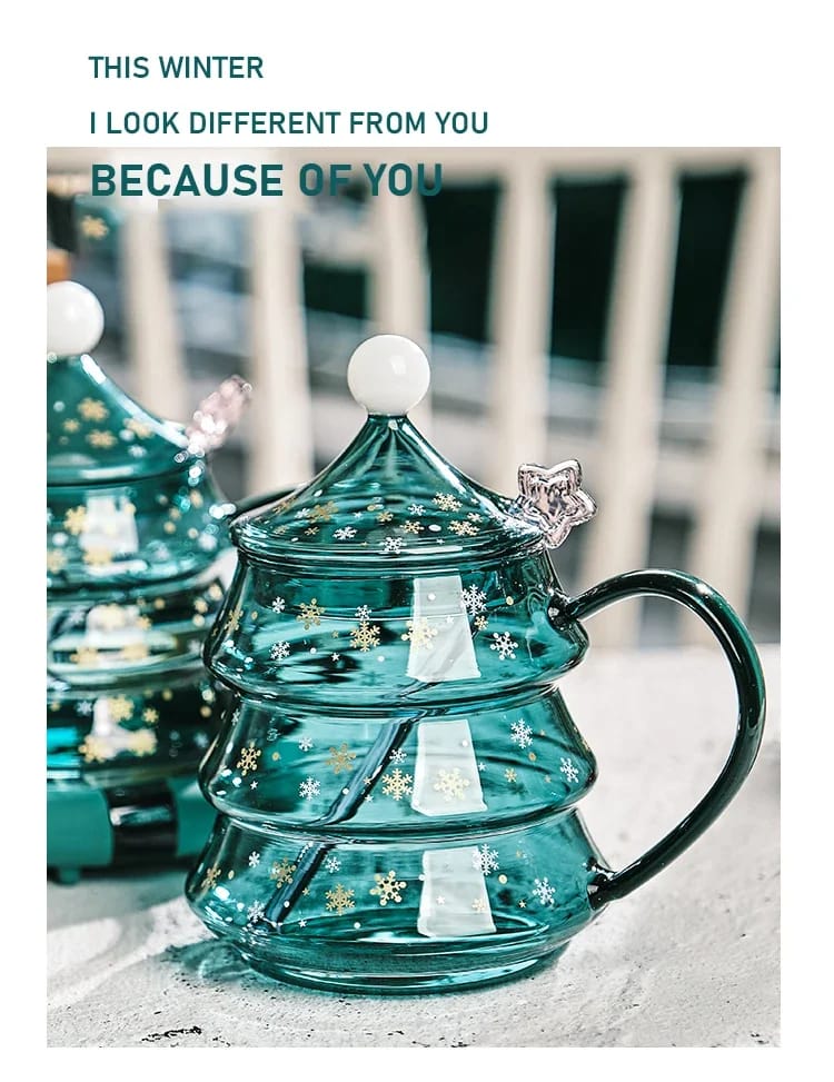 Cute Borosilicate Glass Christmas Tree Shaped Cup set + Gift Box - Image 7