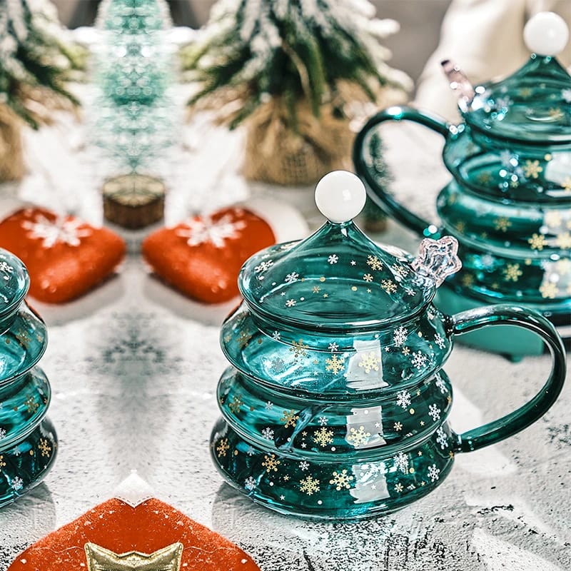 Cute Borosilicate Glass Christmas Tree Shaped Cup set + Gift Box - Image 9