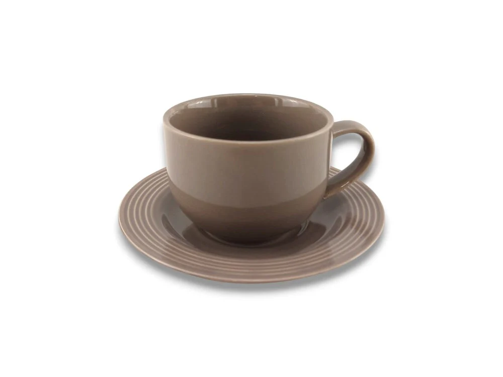 Danny Home 12pcs Black Cup & Saucer Set 300ml | Ceramic Tea & Coffee Set - Image 2