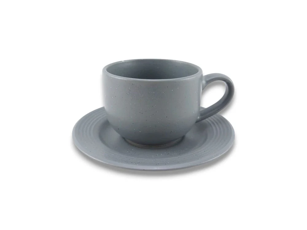 Danny Home 12pcs Black Cup & Saucer Set 300ml | Ceramic Tea & Coffee Set - Image 3