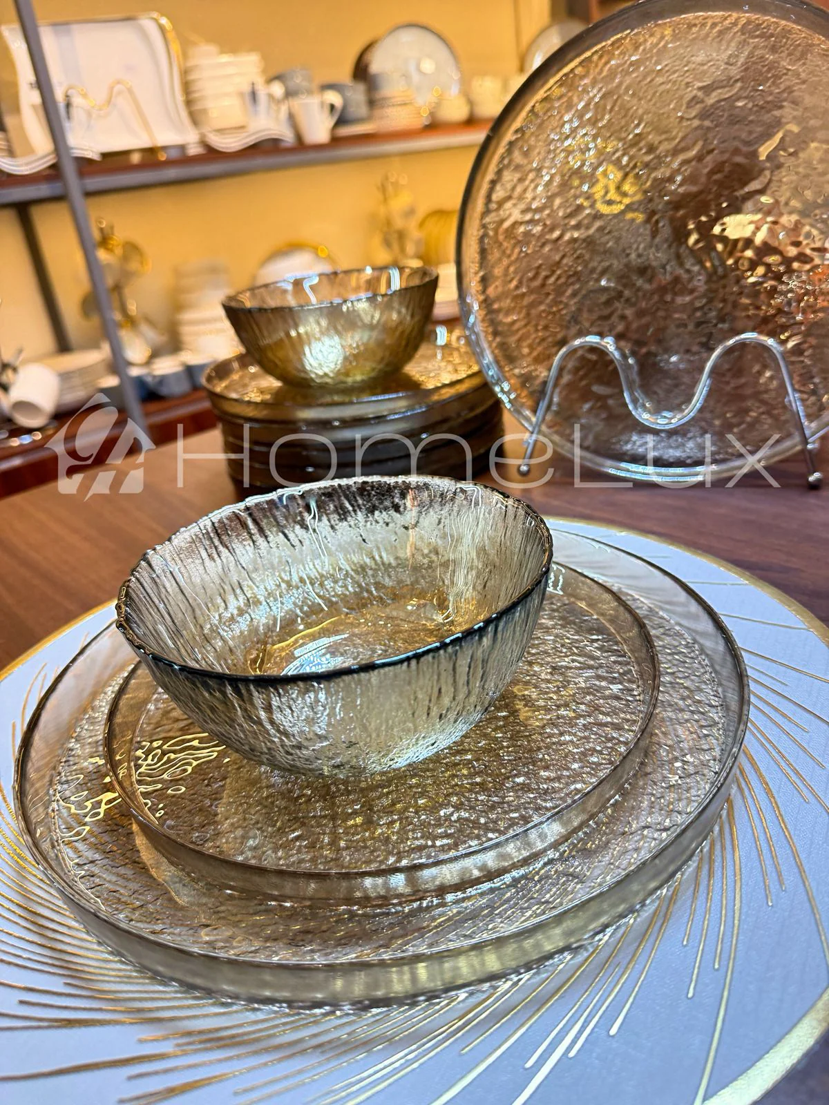 Danny Home 18-Piece Classic Glass Dinner Set – 6 Dinner Plates, 6 Flat Plates & 6 Bowls - Image 2