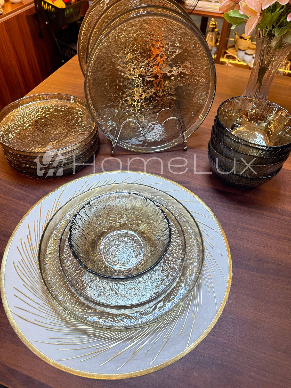 Danny Home 18-Piece Classic Glass Dinner Set – 6 Dinner Plates, 6 Flat Plates & 6 Bowls - Image 7