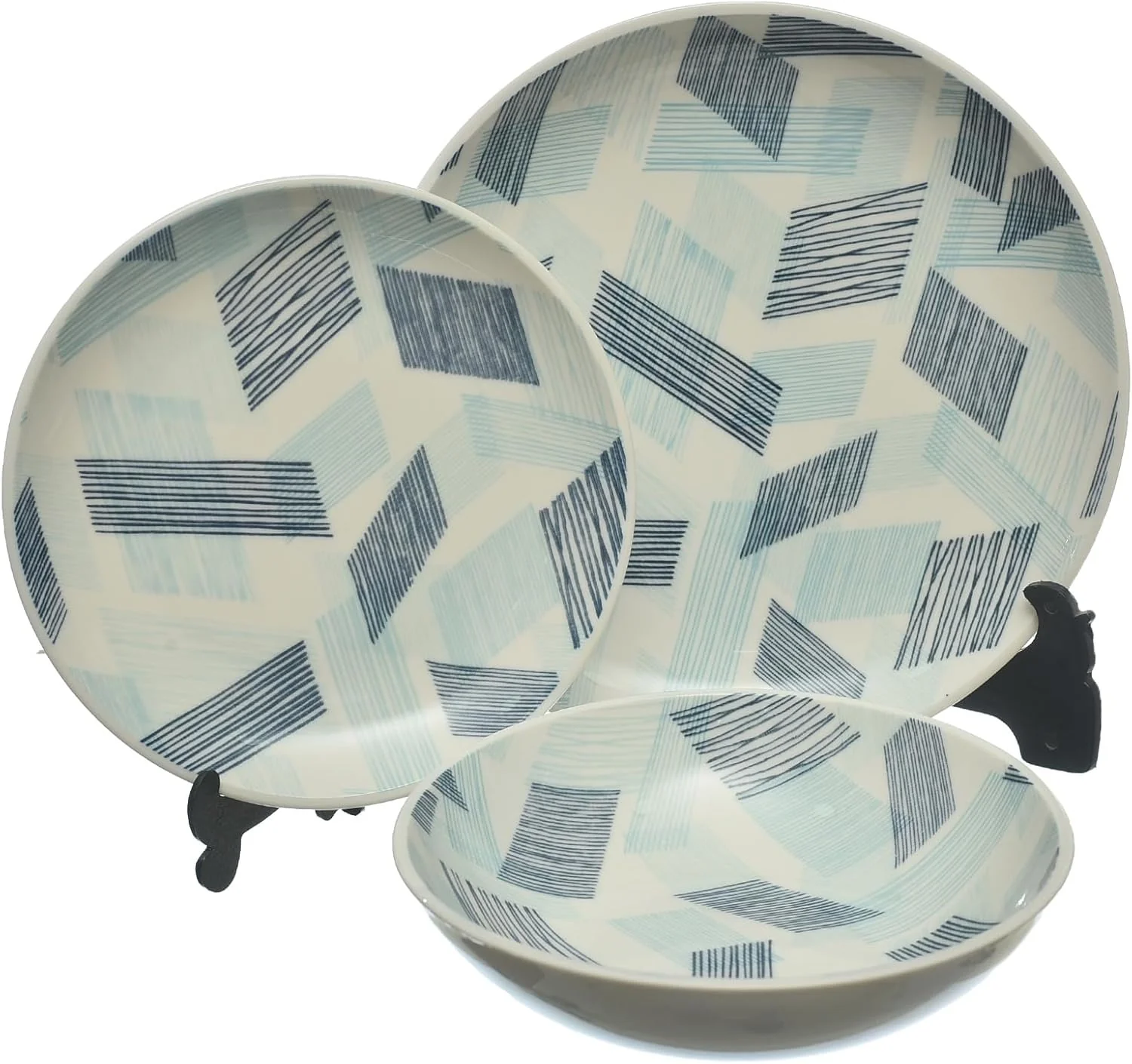 Danny Home 18-Piece Porcelain Dinner Set | 6 Dinner Plates, Dessert Plates & Deep Plates - Image 2
