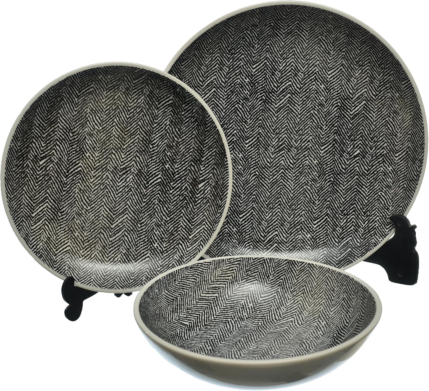 Danny Home 18-Piece Porcelain Dinner Set | 6 Dinner Plates, Dessert Plates & Deep Plates - Image 5