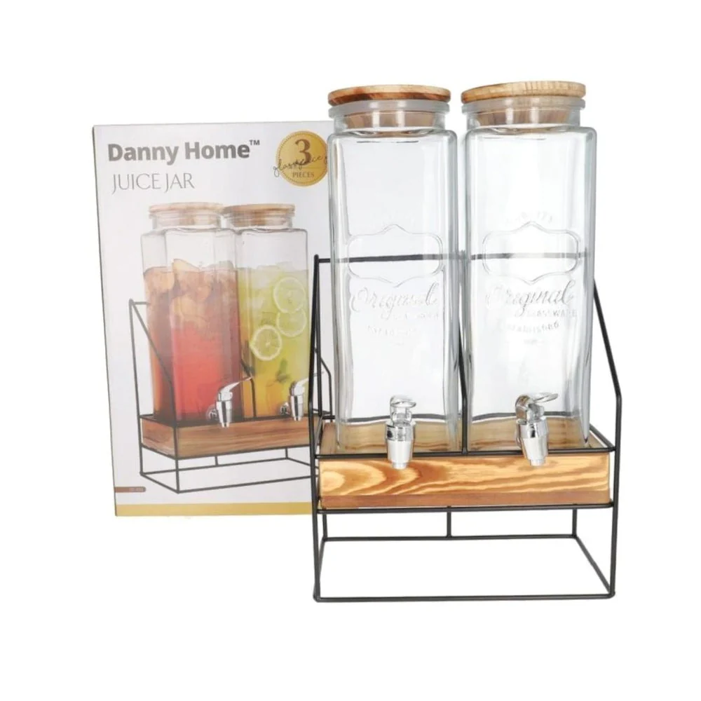 Danny Home 2.3L × 2 Beverage Dispenser with Wooden Stand | Dual Drink Dispenser - Image 2