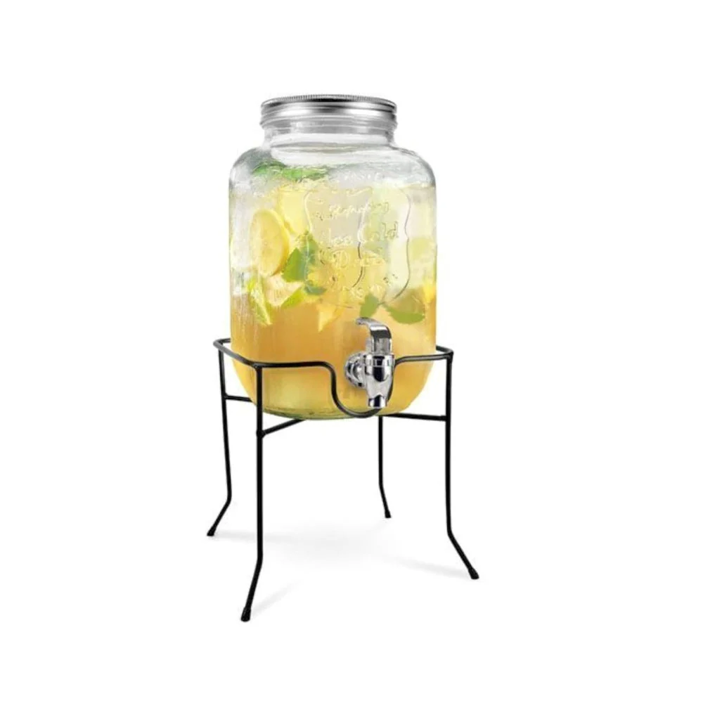 Glass Drink Dispenser with Stand & Tap Juice & Cocktail Dispenser Elegant Beverage Server for Parties, Weddings & Home Use - Image 9