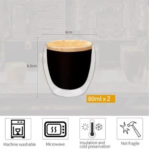 Danny Home 2-Pcs Double Walled Espresso Glasses 80ml - Image 5