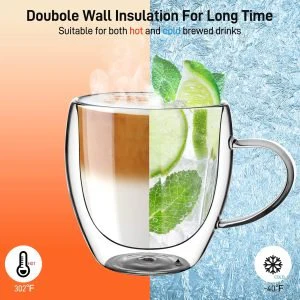 Danny Home 2-Pcs Double Walled Espresso Glasses with Handle 80ml - Image 6