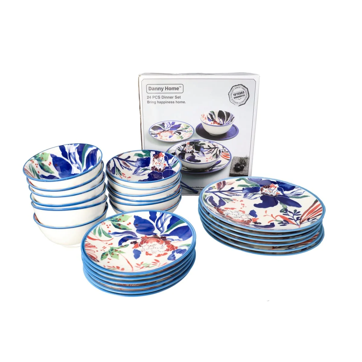 Danny Home Floral Ceramic Dinner Set 24pcs | Elegant Ceramic Tableware - Image 3