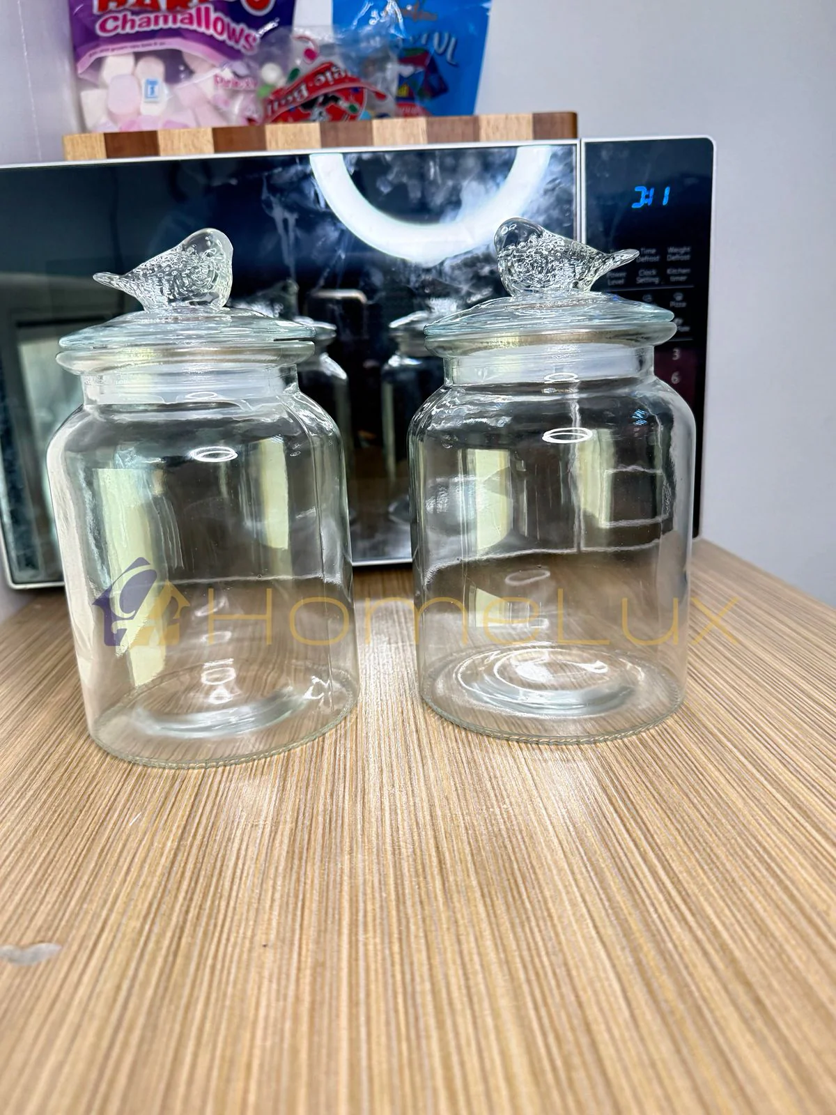 Danny Home 980ml Glass Storage Jar Set 2pcs Airtight Candy & Biscuit Jar Kenya - Image 2