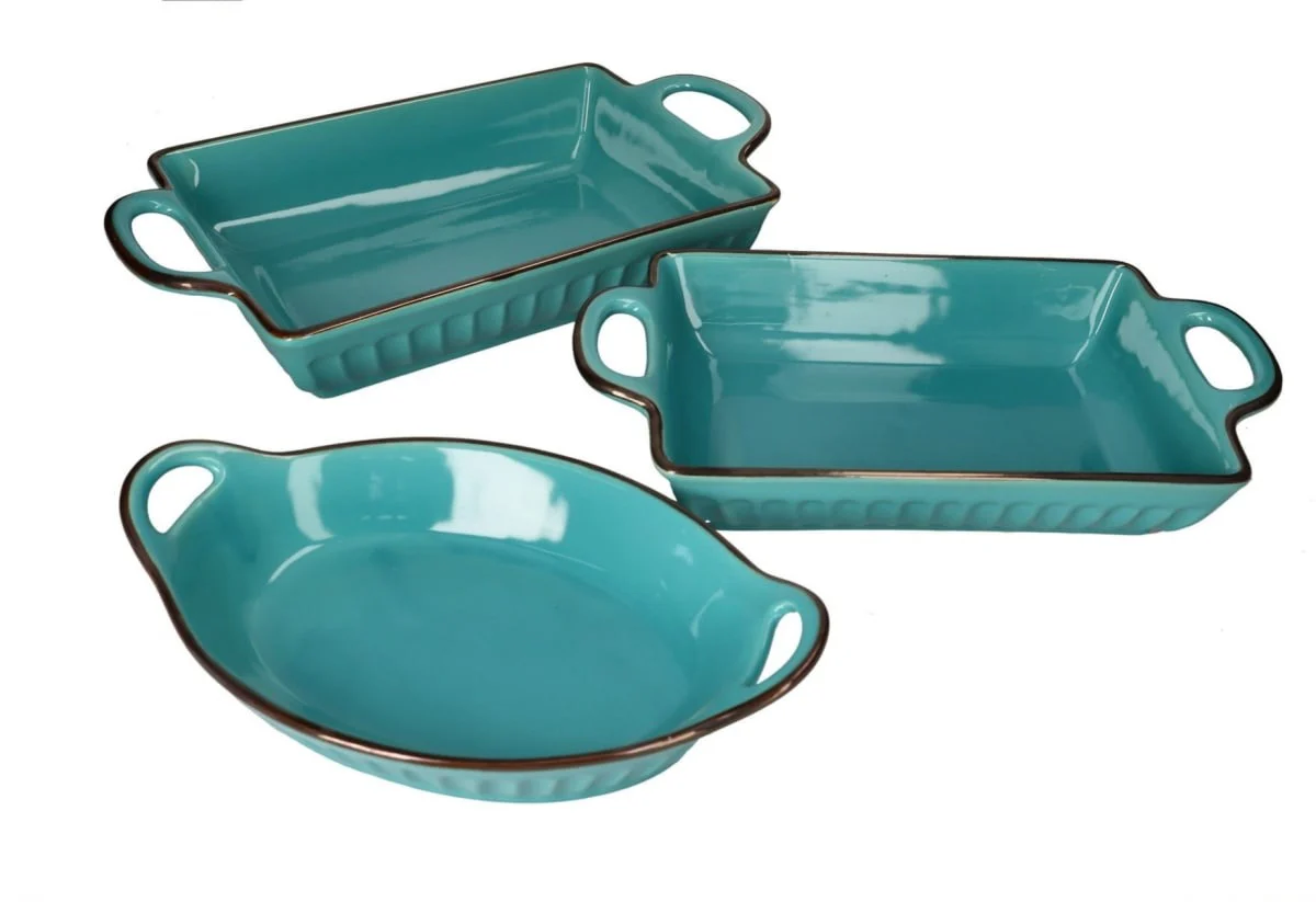 Danny Home Ceramic Casserole Bakeware Set 3pcs | Oven & Microwave Safe Serving Dishes - Image 2