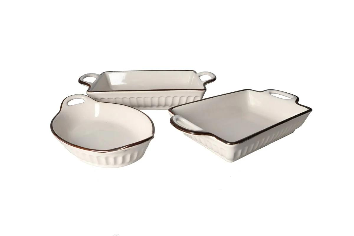 Danny Home Ceramic Casserole Bakeware Set 3pcs | Oven & Microwave Safe Serving Dishes - Image 3