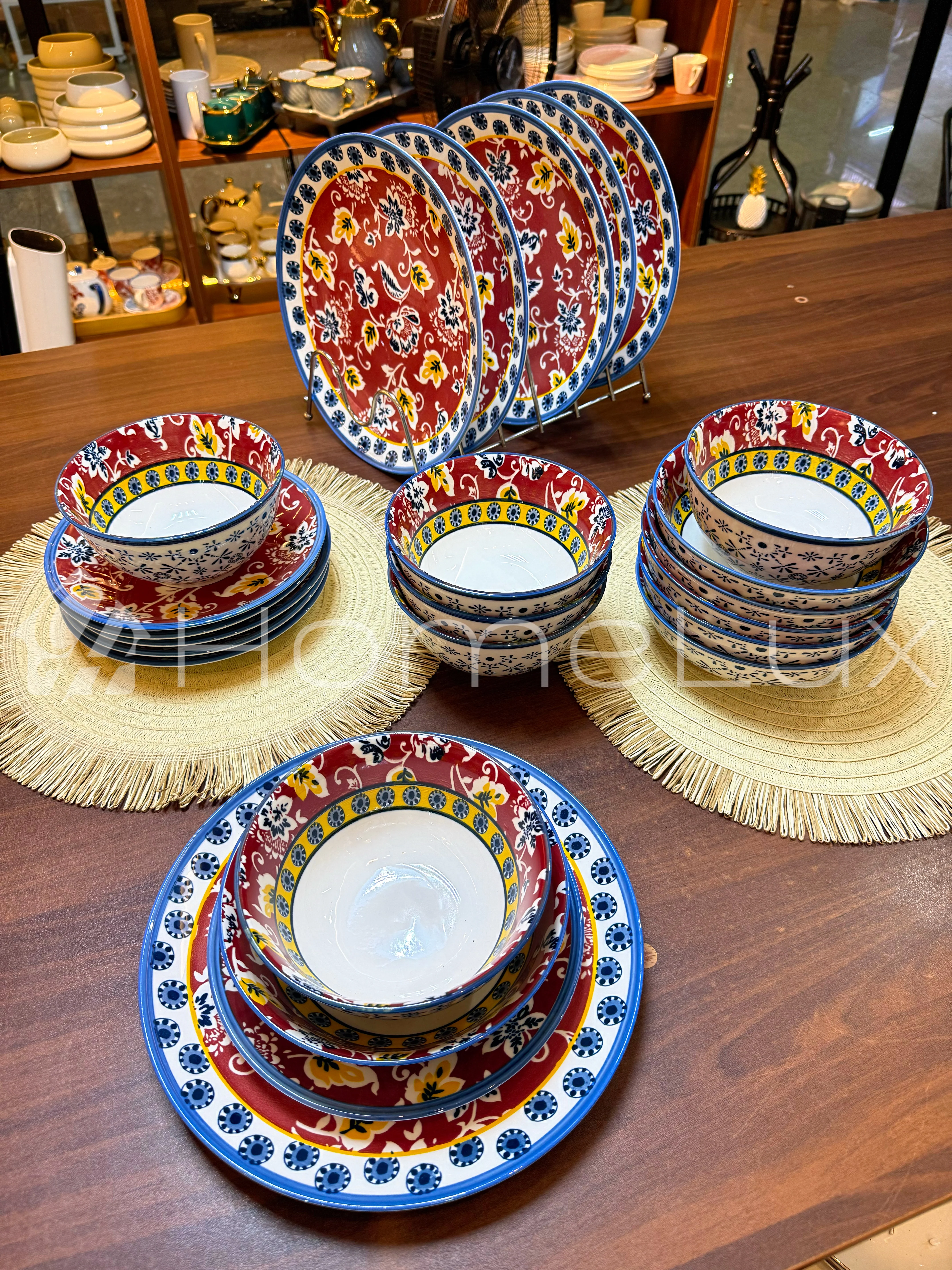 Danny Home Premium 24-Piece Porcelain Dinner Set | Plates & Bowls Set - Image 14