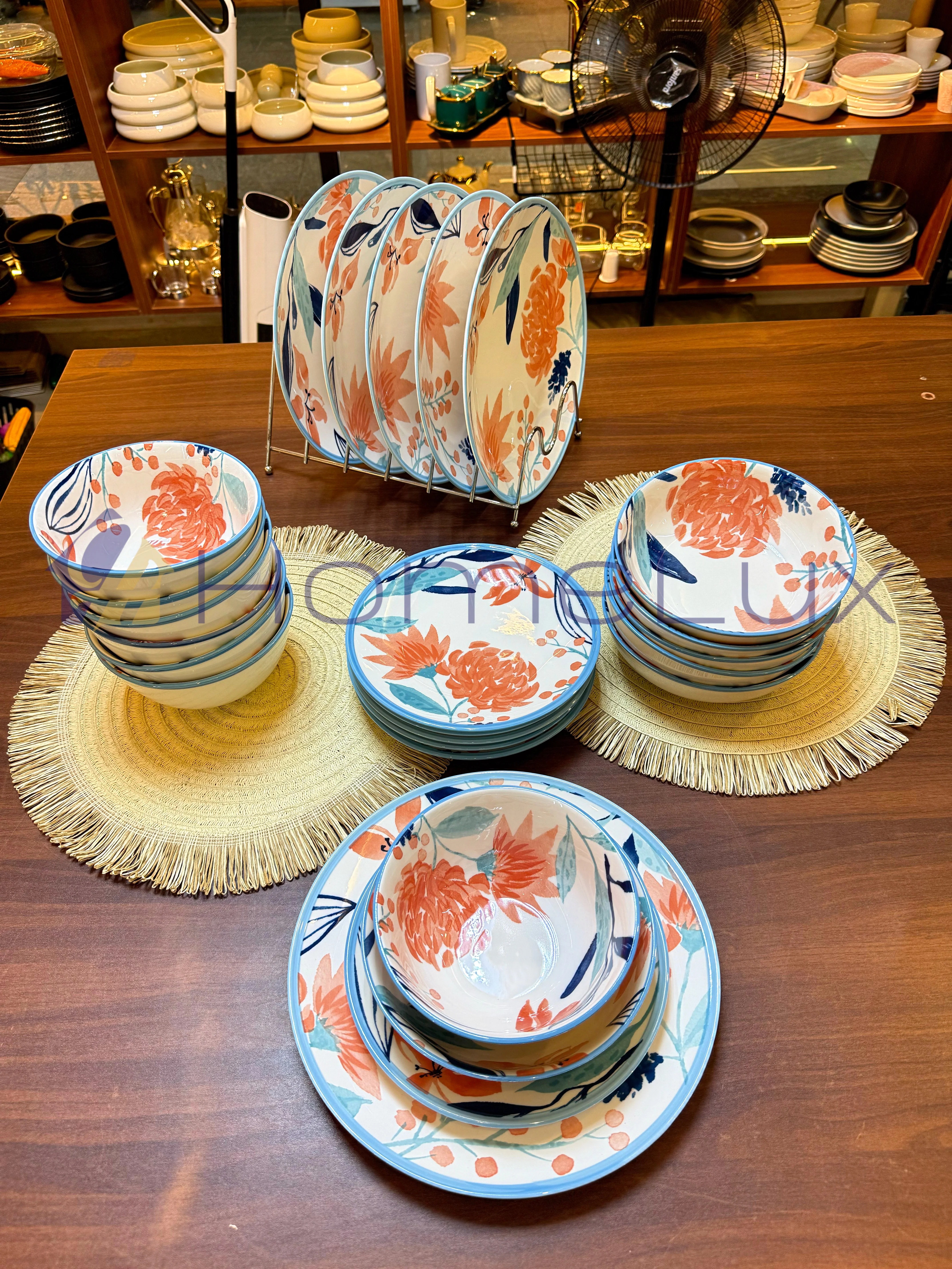 Danny Home Premium 24-Piece Porcelain Dinner Set | Plates & Bowls Set - Image 15