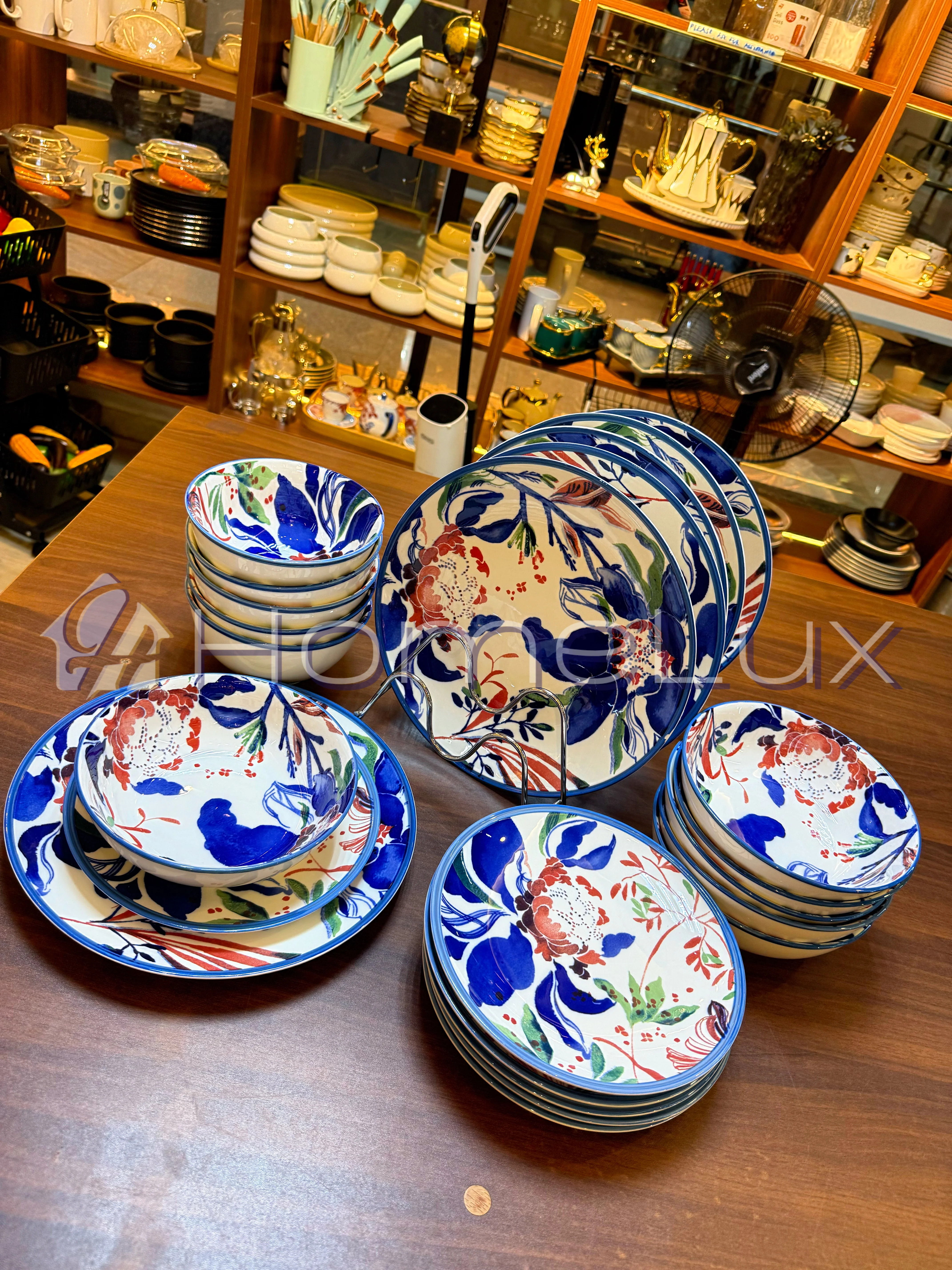 Danny Home Premium 24-Piece Porcelain Dinner Set | Plates & Bowls Set - Image 2