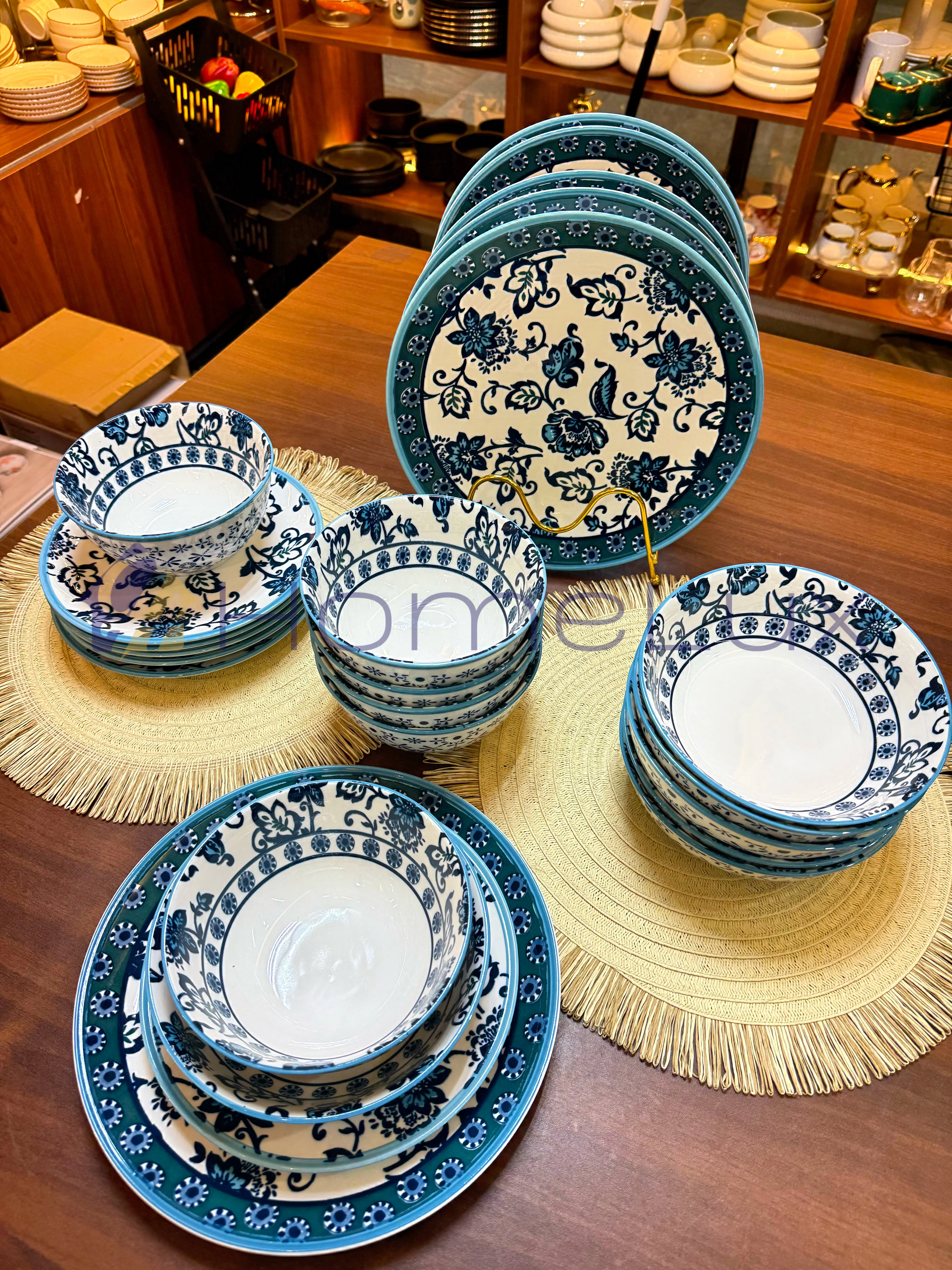Danny Home Premium 24-Piece Porcelain Dinner Set | Plates & Bowls Set - Image 5