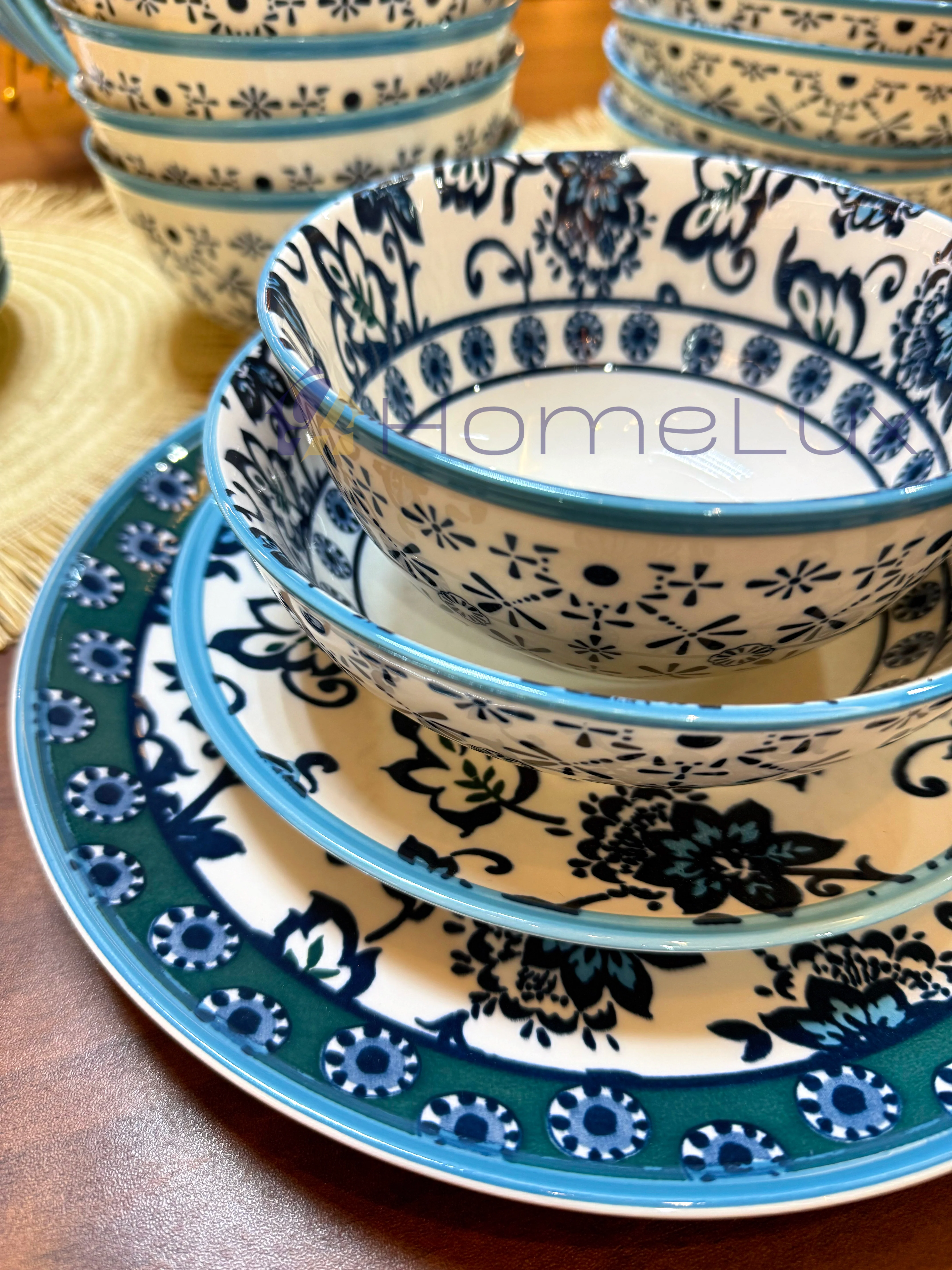 Danny Home Premium 24-Piece Porcelain Dinner Set | Plates & Bowls Set - Image 7