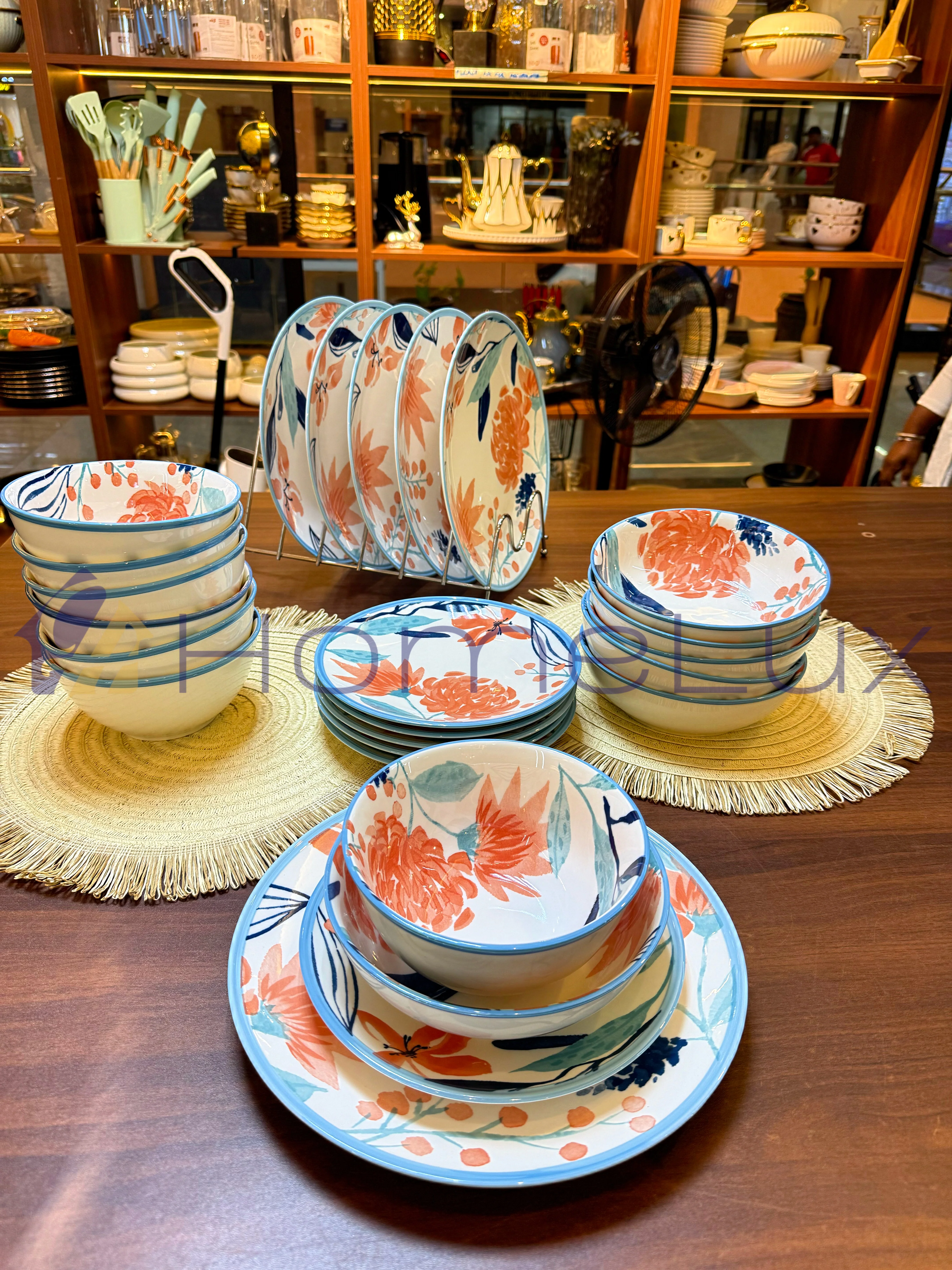 Danny Home Premium 24-Piece Porcelain Dinner Set | Plates & Bowls Set - Image 9