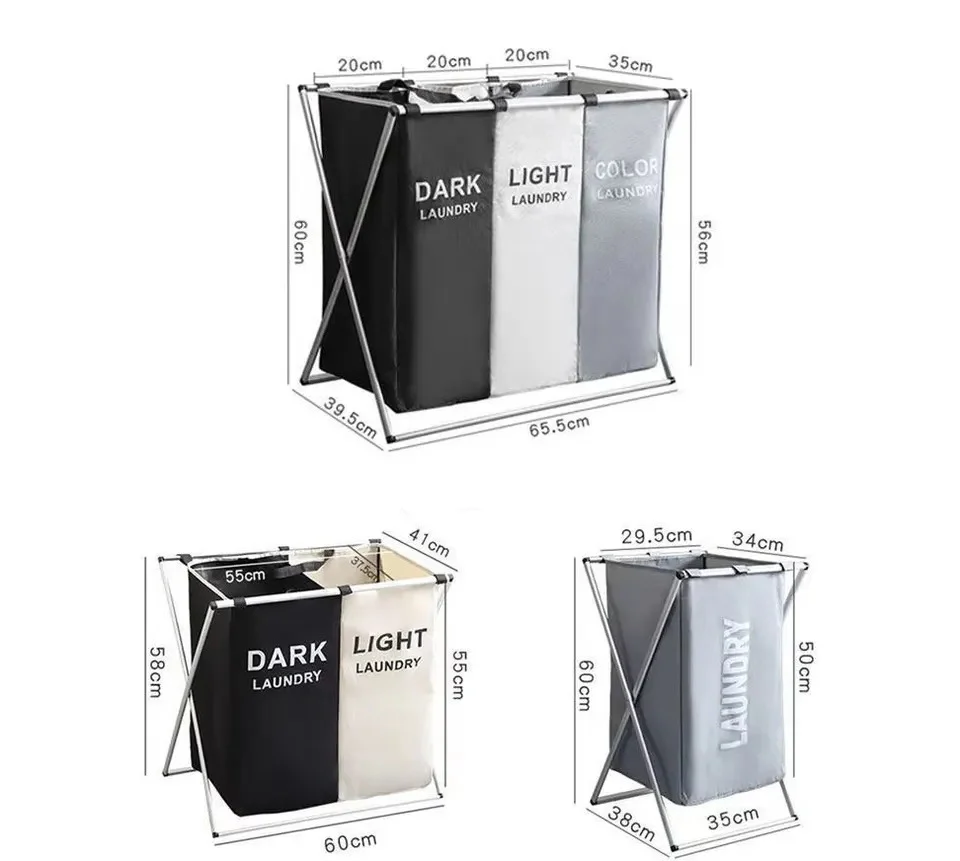 Dark & Light Laundry Basket with Compartments – Sorting Hamper - Image 4